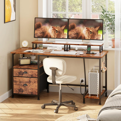 47 Office Computer Desk with 2 Monitor Stands