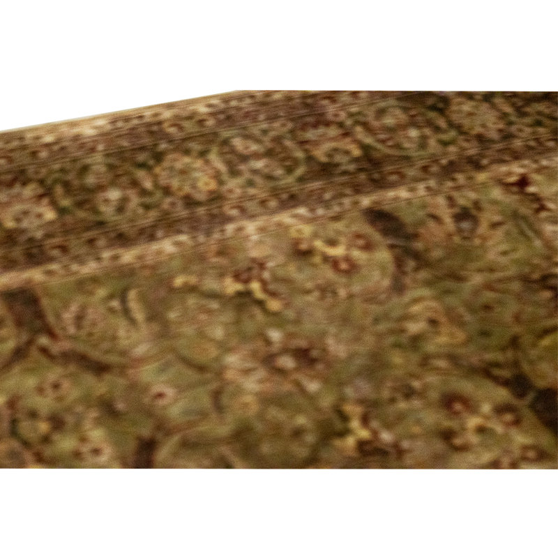 Tapis vert olive et vert noué à la main de haute qualité