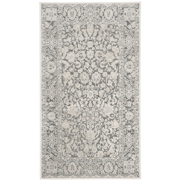 Calidia Oriental Dark Gray/Cream Area Rug