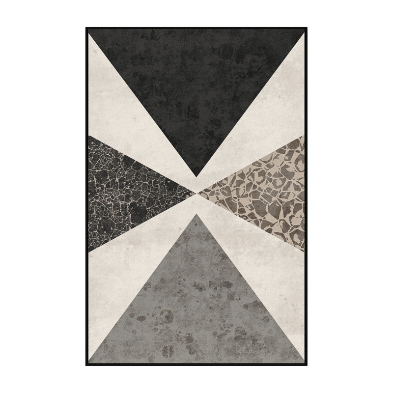Tapis beige lavable à la machine à motif géométrique minimaliste Ottavio, 4 x 6