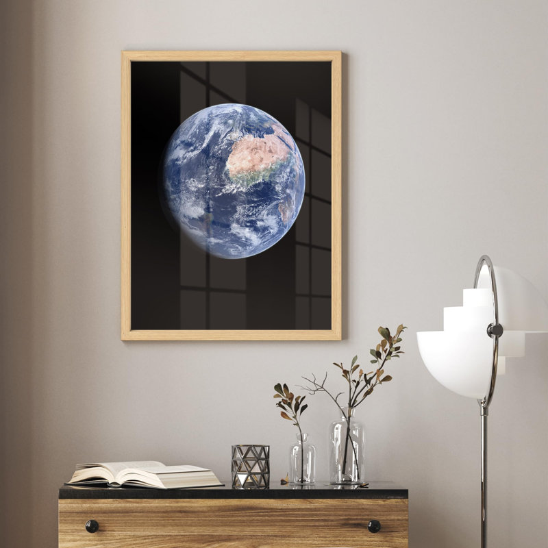 «Blue Earth From Space Space Enthusiasts Illustration Small Decor Art Work», H 16 po x l 12 po, Naturel