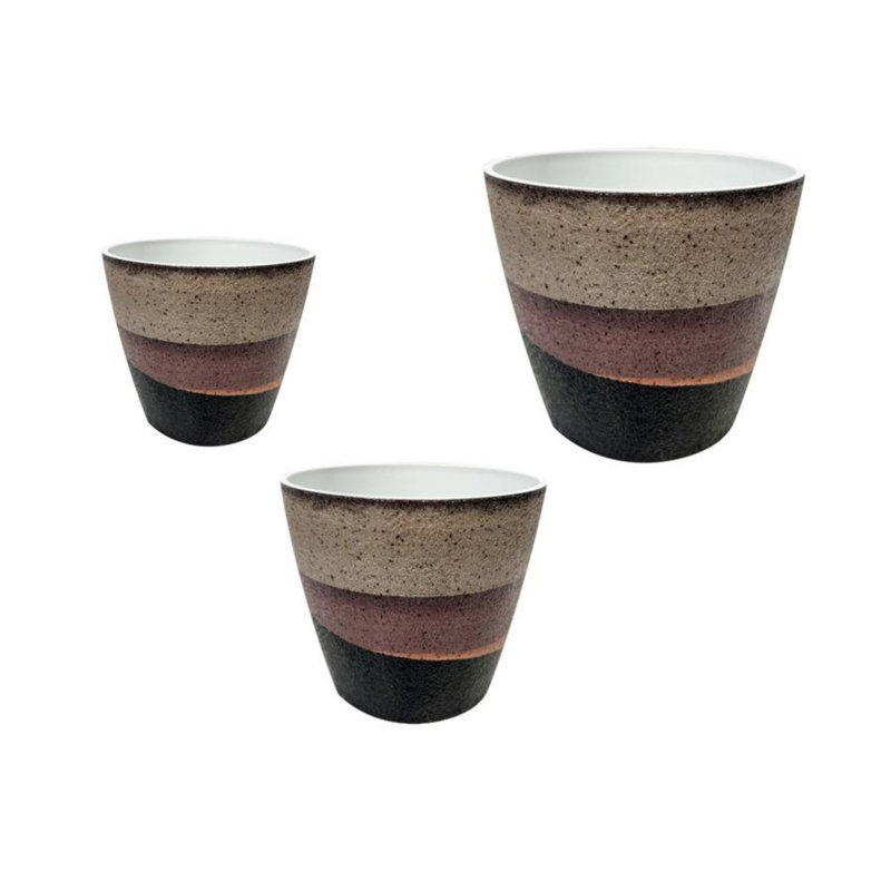 6/5/4in Mocha Layered Indoor/Outdoor Planter - 3pc Set