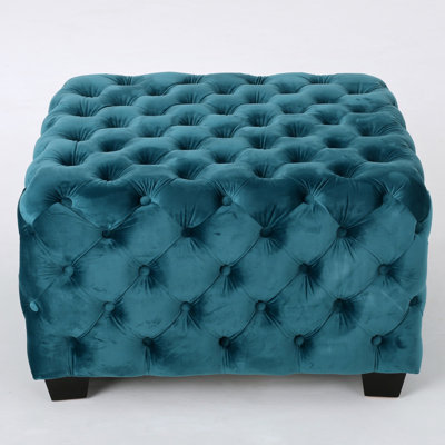 Marucs Modern Glam Velvet Ottoman with Button Tufting