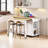 47 inch Kitchen Island with Extendable Dining Table, Rubber Wood Veneer Kitchen Table with Internal Storage Rack, Power Outlet, Kitchen island with Storage 2 Drawers 2 Cabinet-1409146491