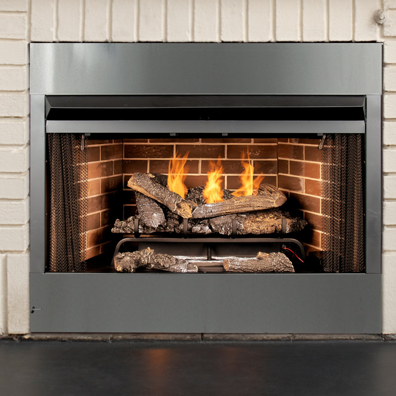 Danny Black Fireplace Insert, 34.1" H x 45.88" W x 24.2" D