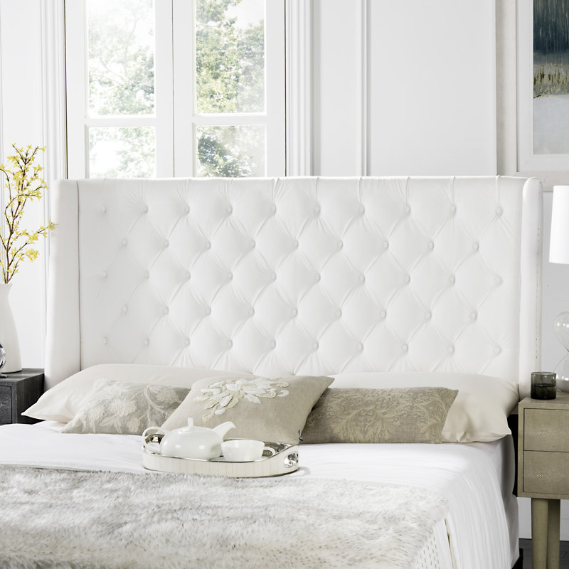 Bertlinde Upholstered Headboard, Queen, Velvet White