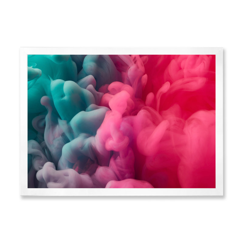 Encre liquide rose et verte, reproduction sur toile flottante, H 30 po x l 40 po x P 1,5 po, Cadre photo blanc