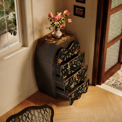 Commode en bois massif Vintage Floral Bird
