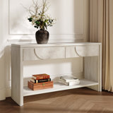 35.4"Wood Console Table With 2 Storage Drawers, And Open Storage Shelf For Entryway