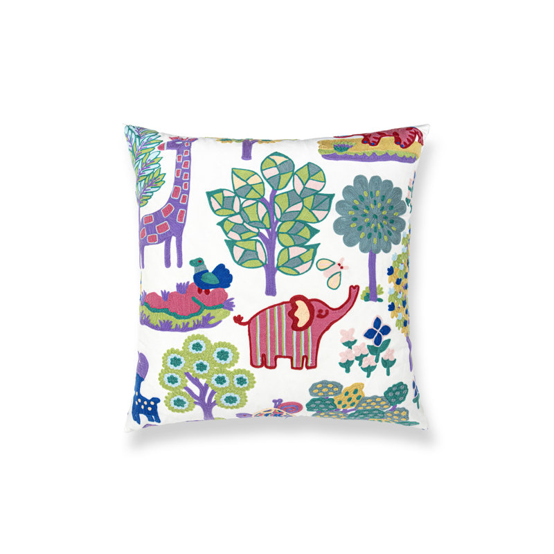 VILLELAURE PILLOW, Pastels Nursery Crewel, Square - 24"H x 24"W