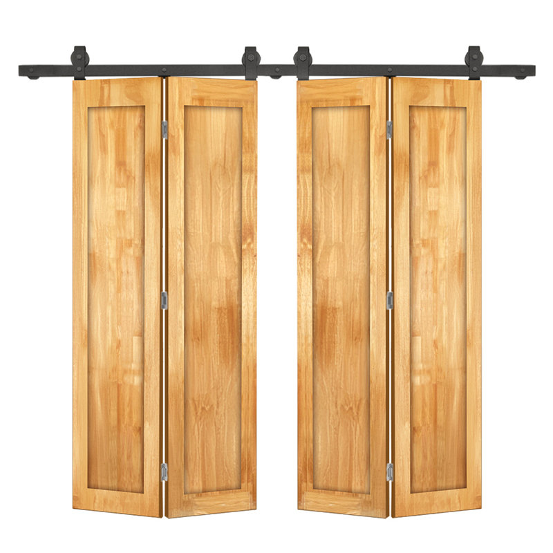 Ensemble de quincaillerie pour porte de grange coulissante double 1 panneau, 44 po x 80 po, Chêne vieilli