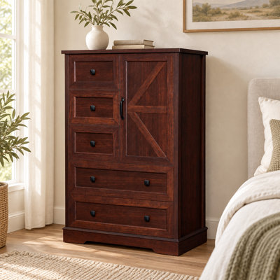 Commode de chambre à coucher à 5 tiroirs H 47,2 po avec porte Farmhouse