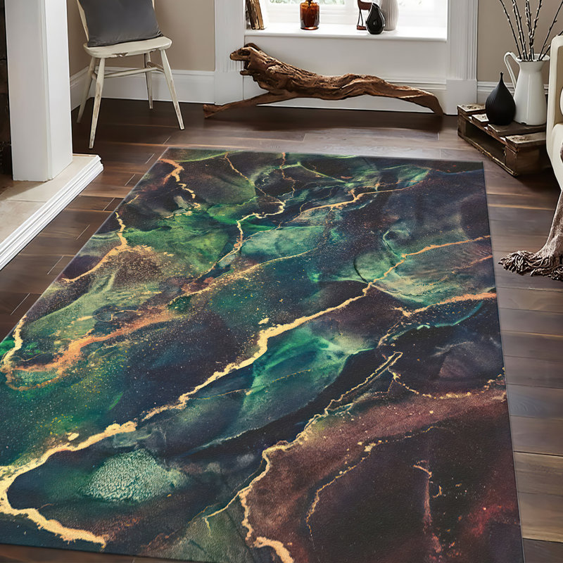 Handcrafted Floral Printed Soft Pile Rug with Intricate Design Details Perfect for Melding Comfort and Style in Your Living Room, Bedroom, or Study Area