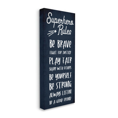 " Brave Superhero Rules Kid's Blue Motivational List " by Daphne Polselli