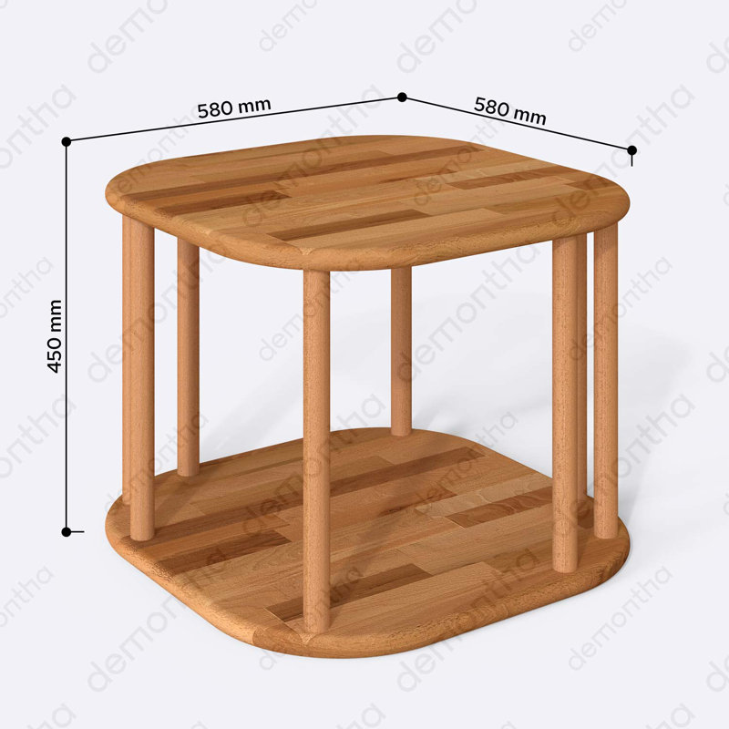 Table basse Vienna Vienna, table basse carrée en bois de hêtre massif pour le salon, H 17,7 po x L 22,8 po x l 22,8 po