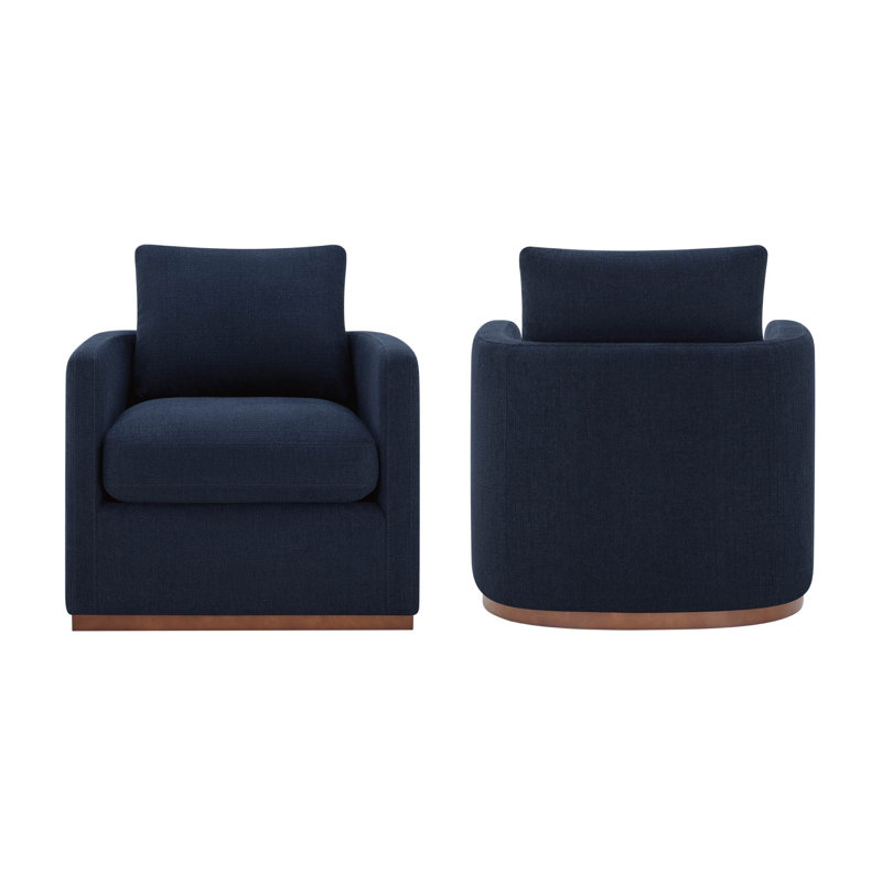Ensemble de 2 fauteuils Bobbi, Polyester bleu Flannigan