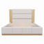 Base de lit tapissier grand format avec tête de lit en bois allongée, base en bois moderne, pas de sommier tapissier, boucle blanche-129222307