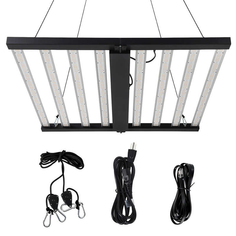 Lampe de culture à DEL pliable à 8 barres avec lampe de croissance à intensité variable de 720 W, lampe à croissance variable à spectre complet, couverture de 4 pi x 4 pi pour la culture hydroponique et la serre intérieure