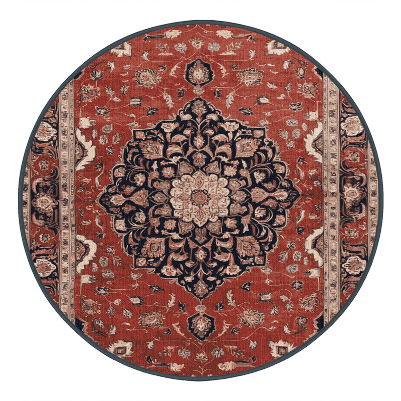 Tapis brun lavable à la machine, Rond 6 pi