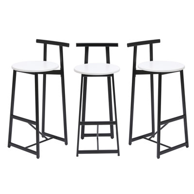 3 Metal Countertop With Back, Ergonomic & Stable, Black White Counter Of 3, 27" High, Slip Footpads,