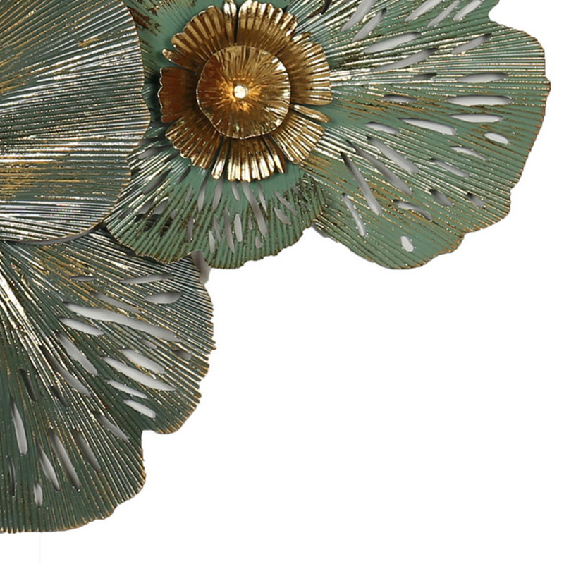 Sherie 45" Rich Green Metal Floral Wall Decoration