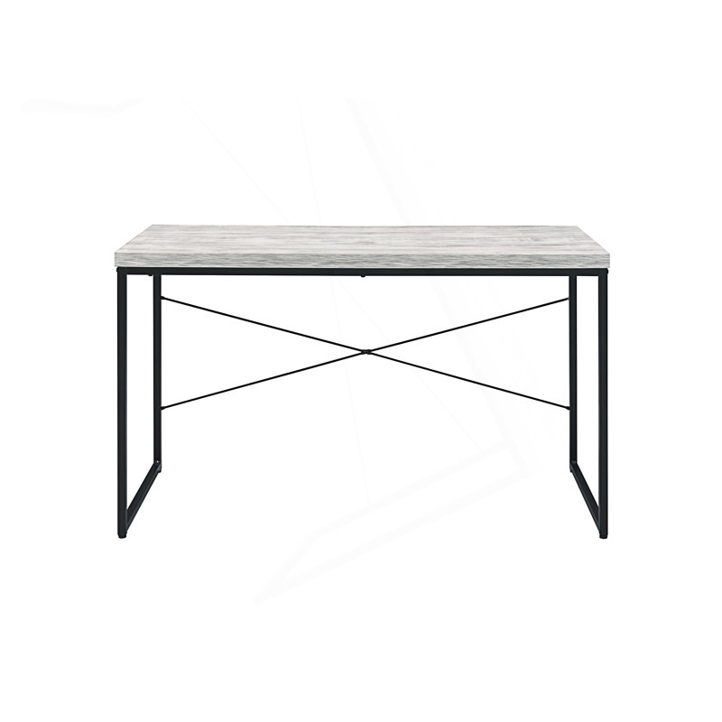 Bureau d'écriture avec plateau en faux béton, Blanc antique / noir