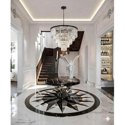 Lustre rond en cristal 15 lumières Transitional