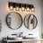 31-Inch Industrial Vintage 5- Wall Sconce With Black Cage And Wooden Accents For Bathroom, Hallway, Living Room, Bedroom, Dressing Entryway, Kitchen, Office - , , Easy To Install, Compatible E26