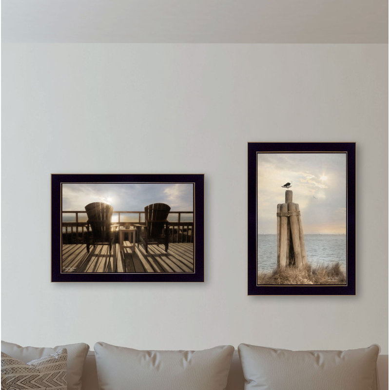 "By The Sea", ensemble de 2 décorations murales encadrées pour salon, maison par Lori Deiter