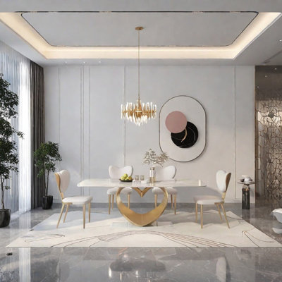 Rectangular sintered stone dining table set