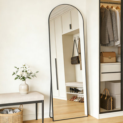Arched Full-Length Mirror, Aluminum Alloy Frame, Tempered Glass Floor Mirror