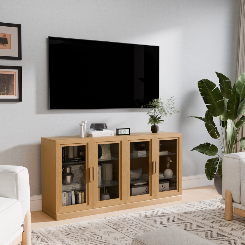 Meuble télé 31 pouces H Farmhouse, H 31 po x l 62 po x P 16 po, Bois naturel