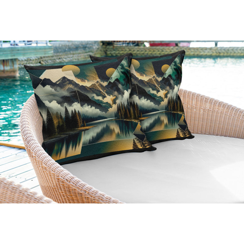 Ensemble de 2 housses de coussin Ambesonne Lake, H 20 po x l 20 po, Carré