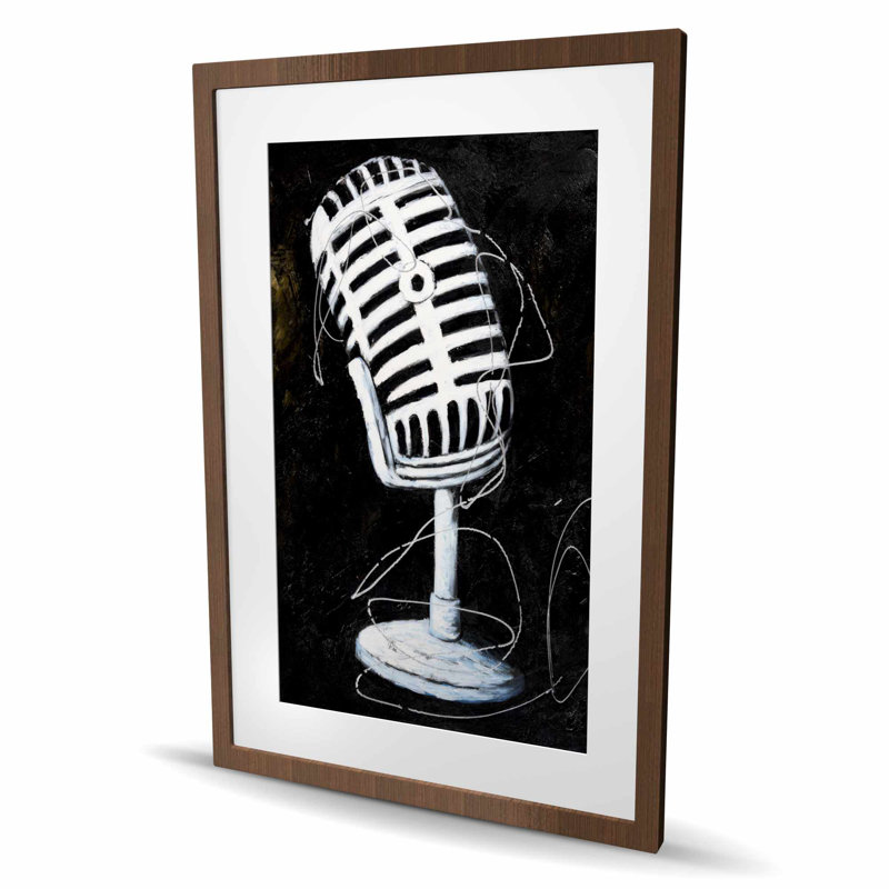Microphone - «Man Cave», reproduction matte encadrée pour la décoration intérieure, H 36 po x l 24 po, Brun