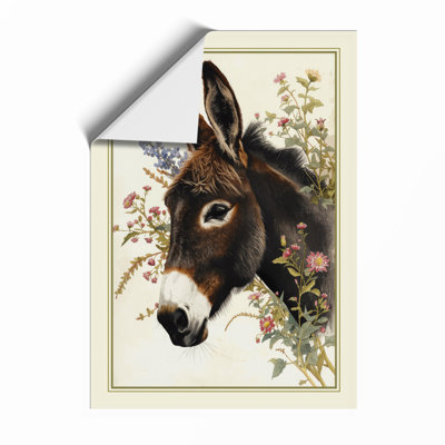 Gentle Donkey Study Botanical - Framed Print