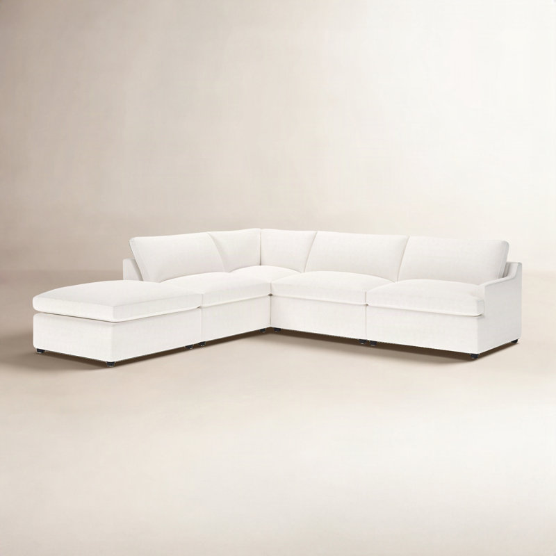 Essex 5-Piece Upholstered Modular Sectional, Left Hand Facing, Nomad Snow Crypton® Chenille