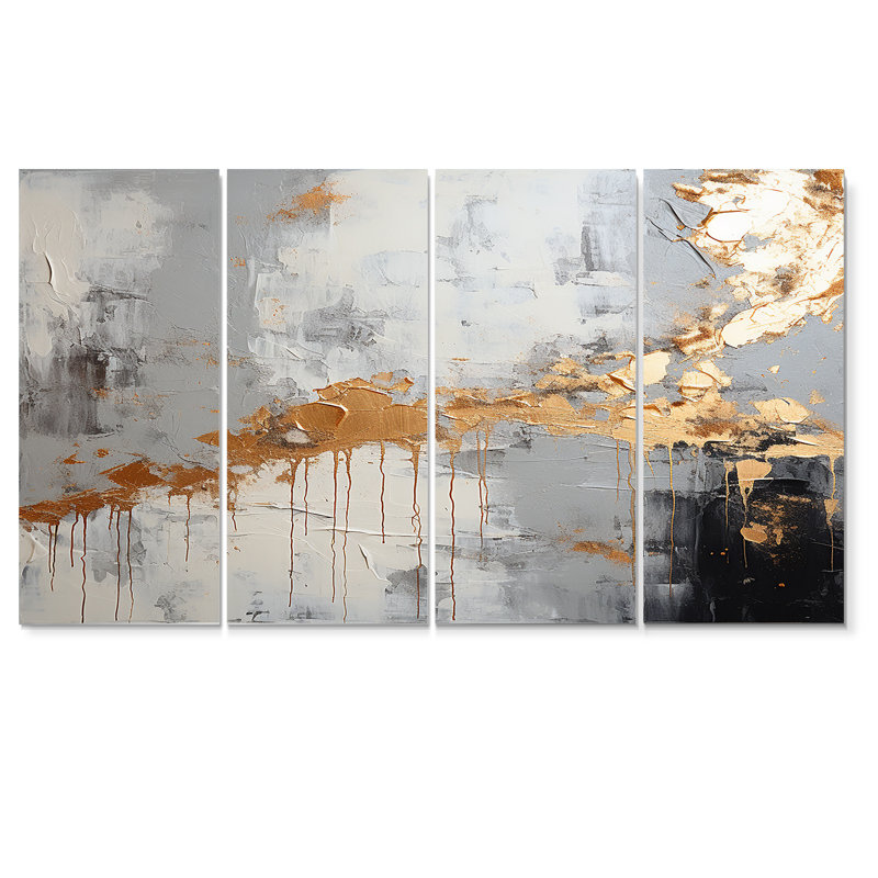 Aminah - Ensemble d'art mural abstrait 4 pièces, 32" H x 64" W