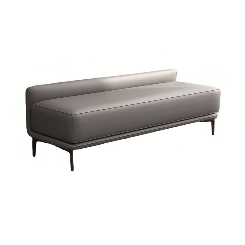 Genuine Leather Upholstered Bench, Gray, 19.68" H x 70.86" W x 18.11" D