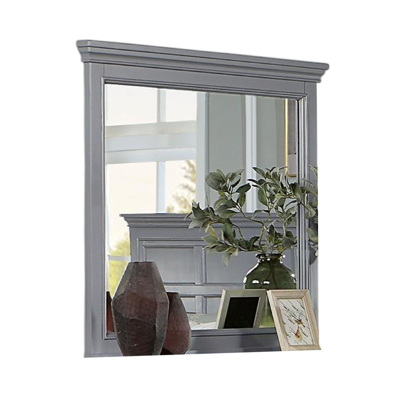 Miroir de commode Lile, cadre en bois massif gris 42 po, Gris