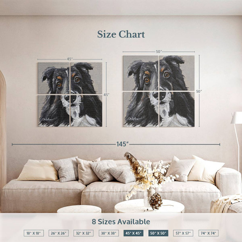 Brampt Sheltie On Gray, 50" H x 50" W