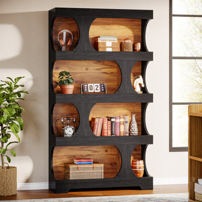 Bibliothèque à 4 niveaux, grande bibliothèque en bois 70,9 ", Jalal