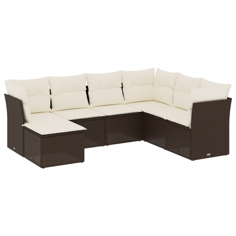 Ensemble de canapé de patio Vidaxl brun, blanc crème