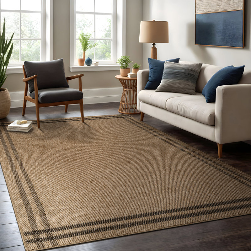Indoor Outdoor Area Rug, Beige, Rectangle 8' x 10'