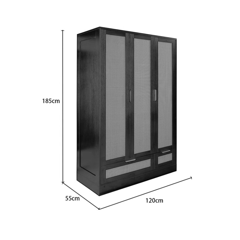 Boho 3 Door Manufactured Wood Wardrobe