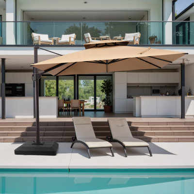 11'X11' Square Cantilever Patio Umbrella with Base