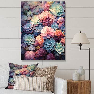 «Kouklia Colorful Succulents Dreams On», reproduction sur toile