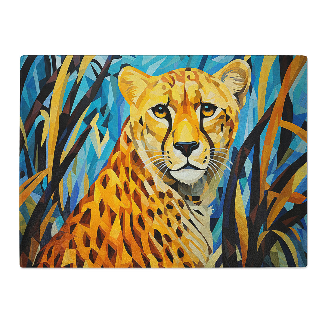 Cheetah Cubism  Glass Chopping Board