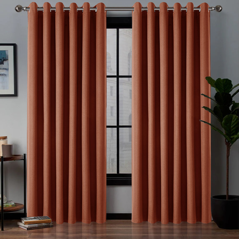 Linen Blackout Eyelet Curtains - Thermal Insulated Room Darkening Window Panels, Blush, 168cm Width x 183 cm Drop