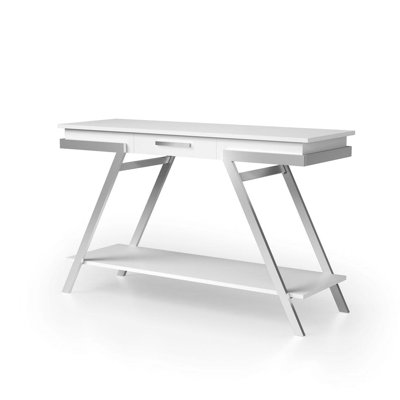 Contemporary Table With High Gloss Finish And Base Style White Frame