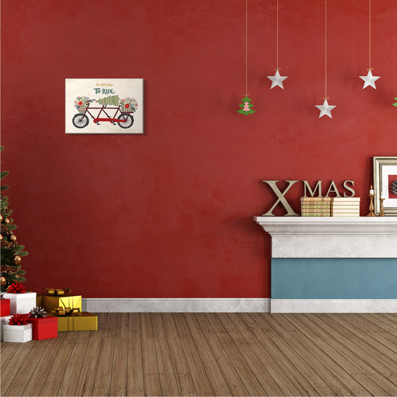 Vélo tandem «Oh What Fun Christmas Sentiments», Bois naturel, H 10 po x l 15 po